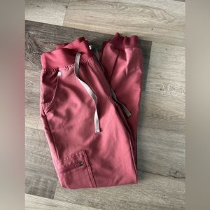 Figs burgandy scrub jogger pants